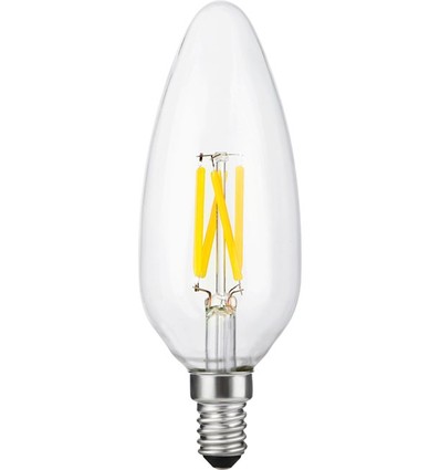 E14 4W dimbar LED filament kronljuslampa - C45, 2200K, 320lm, klart glas