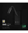 V-Tac 3W LED sänglampa med USB/PD-laddning - CREE chip, svart, 3000K, inkl. ljuskälla