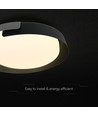 48W LED-taklampa med fjärrkontroll - 3-i-1 CCT, dimbar, Ø50cm, svart/grå design