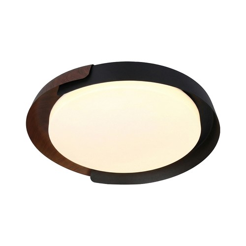 48W LED dekorativ taklampa med fjärrkontroll - Ø50cm, dimbar, 3-i-1 CCT, svart och trälook
