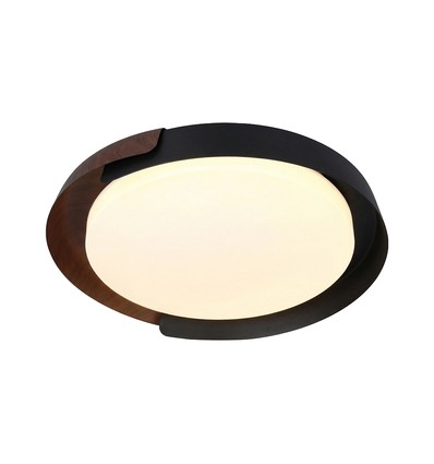 48W LED dekorativ taklampa med fjärrkontroll - Ø50cm, dimbar, 3-i-1 CCT, svart och trälook
