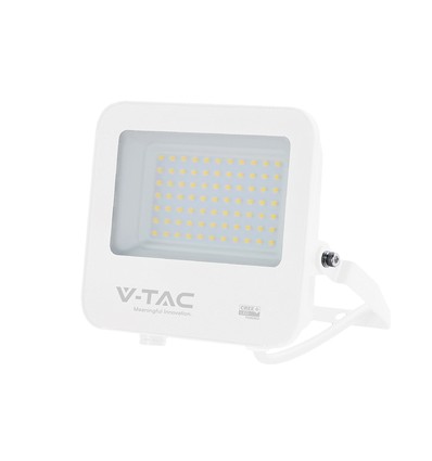 V-Tac 50W LED-strålkastare - 135lm/W, IP65, vitt hölje, 6500K, Cree chip, 6 års garanti