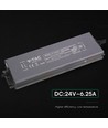 150W / 24V DC strömförsörjning för LED-strips - 6.25A, IP67 vattentät