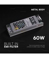 60W / 12V DC Slim strömförsörjning för LED-strips - 5A, IP20