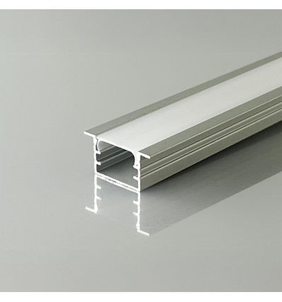 2m V-Tac aluminiumprofil för inbyggnad - Silver, inkl. skydd, 14,8 x 10 mm