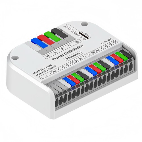 RGBW LED-strip fördelare - Hubb med 3 utgångar, 25A