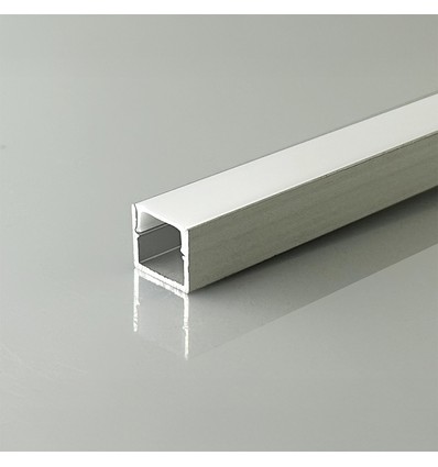 2m Alu-profil för LED-strips - Utanpåliggande, silver, inkl. diffuser, 12x10mm