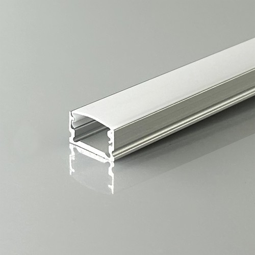 2m alu-profil för LED-strips, utanpåliggande - Silver, inkl. diffuser, 13,2 x 7 mm