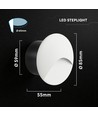 3W LED infälld spot för trappor - Rund, vit, IP65, 3000K