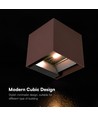 V-Tac 9W Solara vägglampa med sensor, CCT - IP65, PIR-sensor, Corten-färg, solcell, 3 ljusfärger