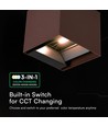 V-Tac 9W Solara vägglampa med sensor, CCT - IP65, PIR-sensor, Corten-färg, solcell, 3 ljusfärger