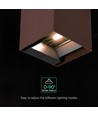 V-Tac 9W Solara vägglampa med sensor, CCT - IP65, PIR-sensor, Corten-färg, solcell, 3 ljusfärger