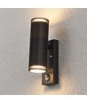 V-Tac GU10 vägglampa med PIR-sensor - Upp/ner-ljus, IP44 utomhus, svart, utan ljuskälla