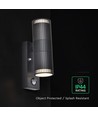V-Tac GU10 vägglampa med PIR-sensor - Upp/ner-ljus, IP44 utomhus, svart, utan ljuskälla