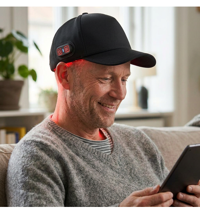 Ljusterapikeps, infraröd - Trådlös, USB-C laddning, rött och närinfrarött ljus