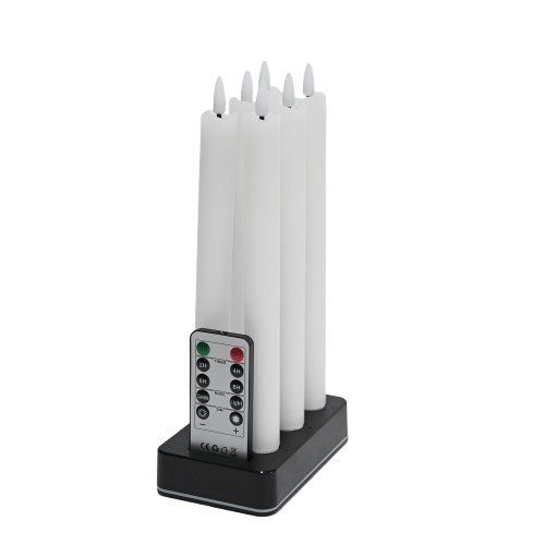 3-pack vita LED-stearinljus, flameffekt - Ø2,2cm, Höjd: 24,5cm, kronljus, fungerar inkl. fjärrkontroll, timer