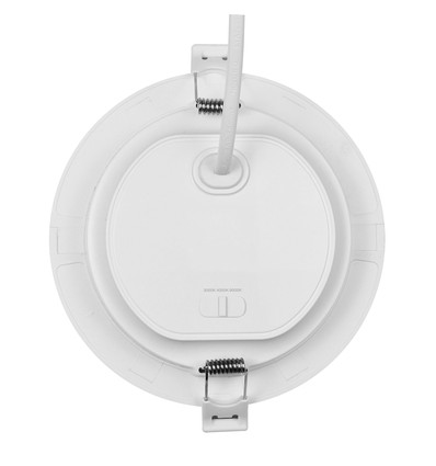 12W Dure 3 infälld panel - CCT, IP54, Ø14,5cm, vit kant, 110 grader, rund