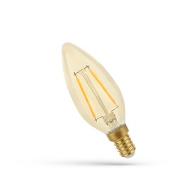 E14 LED Spectrum 5W LED lampa - C35, filament, rav färgad glas, extra varm, E14