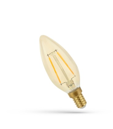 Spectrum 5W LED lampa - C35, filament, rav färgad glas, extra varm, E14