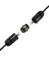 Svart rund kopplingsdosa, 3-ledare - IP68 vattentät, för skarvning av kablar, Ø4-8mm kabel