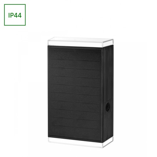 Lumina Dublo solcellsvägglampa, 3000K - 1800mAh, 16x10cm, svart kant, inkl. ljuskälla