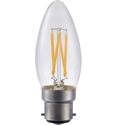B22d 4W LED-kronljuslampa dimbar - C35, filament, klart glas, 2500K