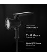1,54W Solcells-trädgårdsspotlight med spett - 5,5V, IP54, 3000K, 2200mAh batteri