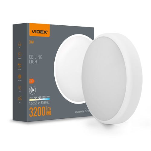 30W LED-taklampa med sensor - 5CCT, vit kant, inbyggd rörelsesensor