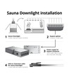 Sauna downlight svart - 24V DC, RA93, 1,1W, 3m sladd, Hål: Ø3 cm, Mått: Ø3,5 cm
