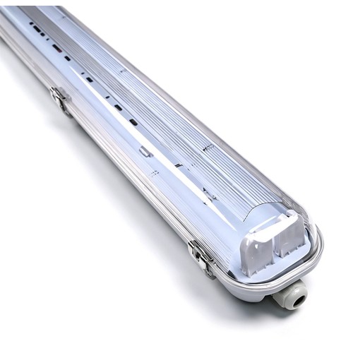 IP65 T8 LED armatur - Till 2x 120cm LED rör, IP65 vattentät, Trådbunden