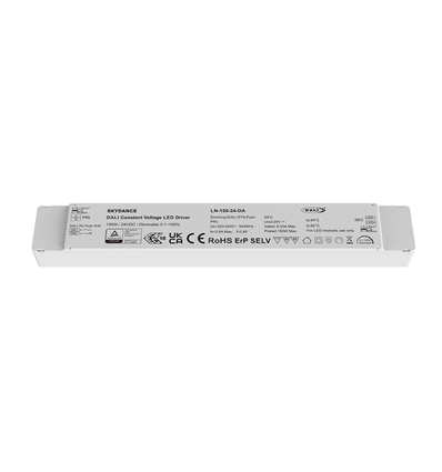 Lifud 150W / 24V DC dimbar strömförsörjning - 6.25A, IP20, DALI-gränssnitt + push dim, flicker free