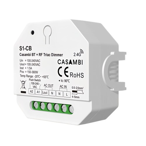 LEDlife rWave infälld dimmer - Casambi, RF, push-dim, LED-dimmer, för inbyggnad