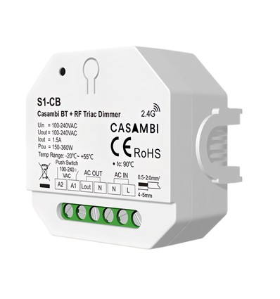 LEDlife rWave infälld dimmer - Casambi, RF, push-dim, 200W LED-dimmer, för inbyggnad