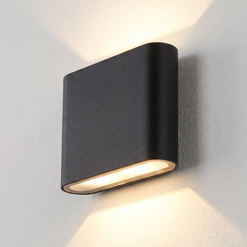 8W DuoLume vägglampa - Kvadrat, IP65, svart, upp/ner, inne/ute, inkl. ljuskälla