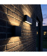 12W DuoLume vägglampa - Rektangel, IP65, svart, upp/ner, inne/ute, inkl. ljuskälla
