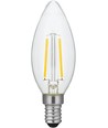 E14 2W dimbar LED-kronljuslampa - C35, filament, klart glas, 2500K