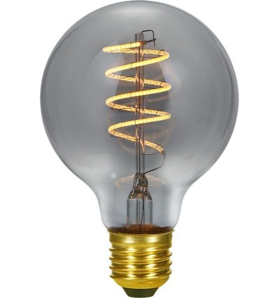 E27 4W dimbar LED filamentlampa - G80, Flex Globe, 2200K, rökfärgat glas