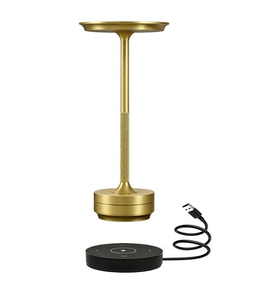 Laddningsbar LED-bordslampa med trådlös laddning - Guld, touch-dimbar, CCT, IP54