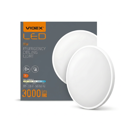 30W LED sensorlampa med nödljus – justerbar watt/CCT, IP44, inbyggt batteri