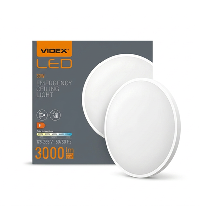 30W LED sensorlampa med nödljus – justerbar watt/CCT, IP44, inbyggt batteri