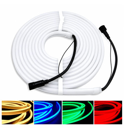 10m RGB+WW Neon Flex LED-strip - 24V, 16W/m, IP65, 3000K varmvit