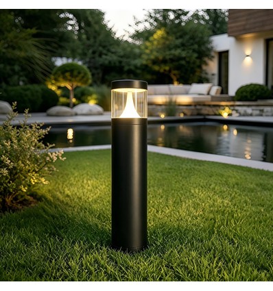 Svart trädgårdslampa - 15W, Ø16x100 cm, IP65 utomhus, inkl. ljuskälla
