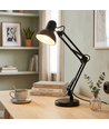 Klassisk svart arkitektlampa - Inkl. fot och bordsklämma, E27-sockel, utan ljuskälla