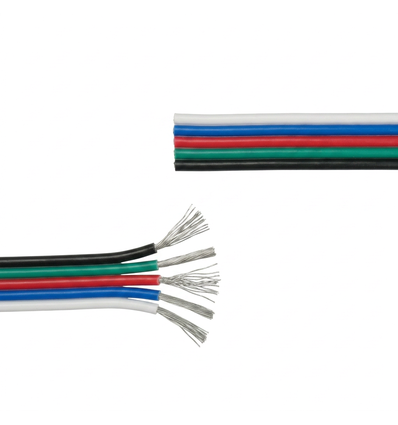 10m RGBW Kabel - 5x0,35mm², 12V-24V, för LED-strip