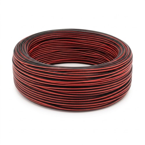 100m 1,2mm² kabel röd/svart - 2-ledare (16AWG), 12-24V, för LED-strip