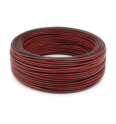 100m 1,2mm² kabel röd/svart - 2-ledare (16AWG), 12-24V, för LED-strip