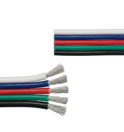 20m 1,2mm² RGBW kabel - 5-ledare (16AWG), 12V-24V för LED-strip