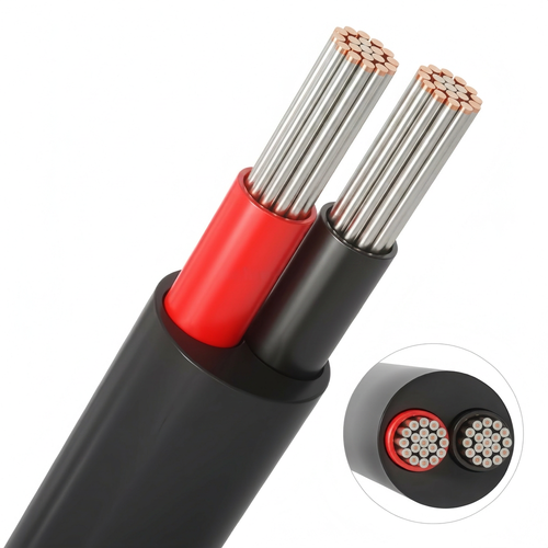 20m Kabel röd/svart, svart rund - 2x0,35mm², 12V-24V, för LED-strip