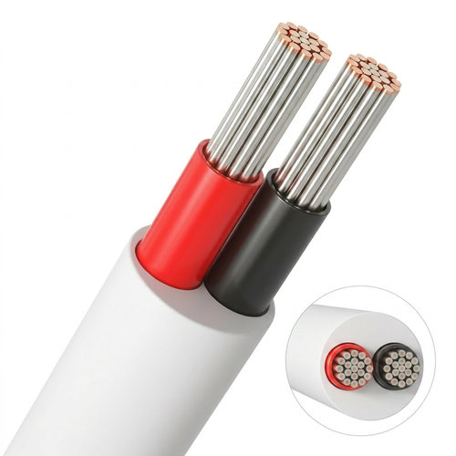 20m Kabel röd/svart, vit rund - 2x0,35mm², 12V-24V, för LED-strip