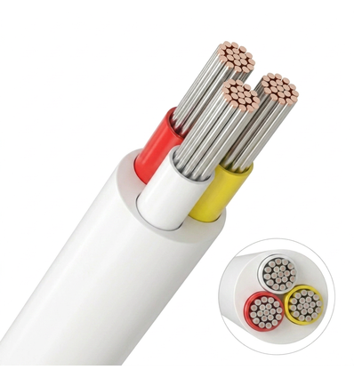 10m CCT-kabel, vit rund - 3x0,35mm², 12V-24V för LED-strip